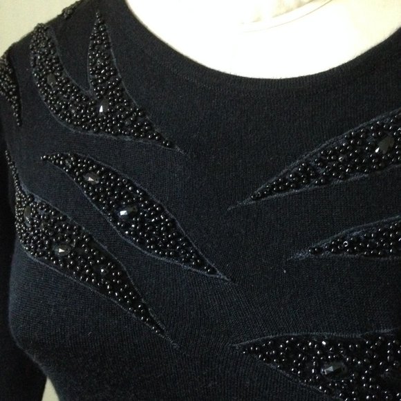 Beaded Silk & Wool Blend Pullover Sweater - Picture 4 of 8